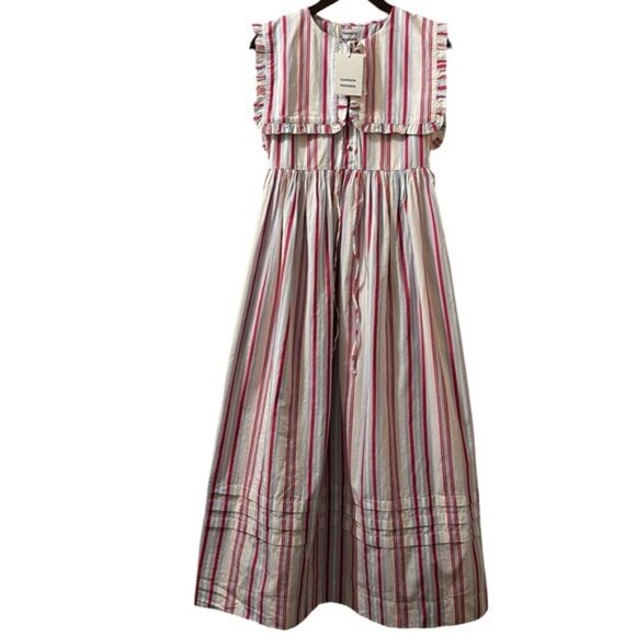 Anthropologie Damson Madder Dress Josephine Sailor Striped Collared Midi Sz US 2 - Picture 2 of 16